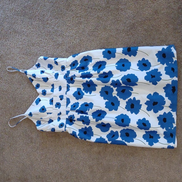 White Strappy Dress with Blue Poppy Flowers Sz 12 petite - Picture 7 of 8